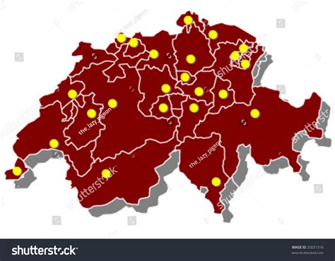 Map Of Switzerland With All Capitals Vector Illustration - 20031316 : Shutterstock