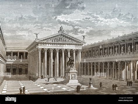 Reconstruction, the Forum of Caesar or Forum Iulium in ancient Rome Stock Photo, Royalty Free ...