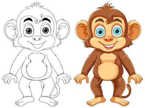 Free Vector | Monkey cartoon character outline for coloring