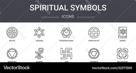 Spiritual symbols concept line icons set contains Vector Image