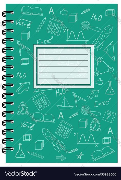 A5 cover design school notebook with spiral Vector Image