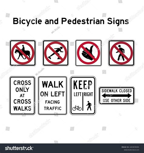 Bicycle Pedestrian Road Signs Vector Road Stock Vector (Royalty Free ...