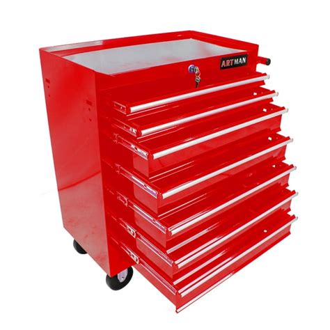 7-Drawer Rolling Tool Cart, Lockable Tool Box with Wheels and Sliding ...