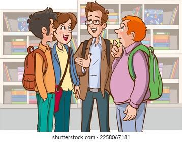 Students Chatting Among Themselves Cartoon Vector Stock Vector (Royalty ...