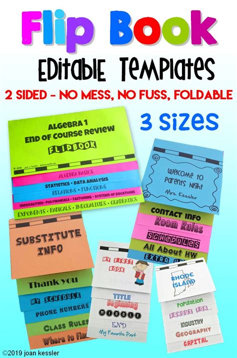 Flip Book Template Bundle Editable Foldable - NO MESS 3 Sizes | Flip book template, Book ...