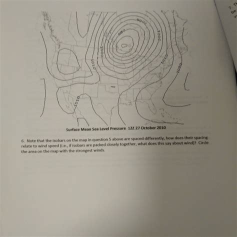 Solved 5. Isobars are lines of equal pressure and are | Chegg.com