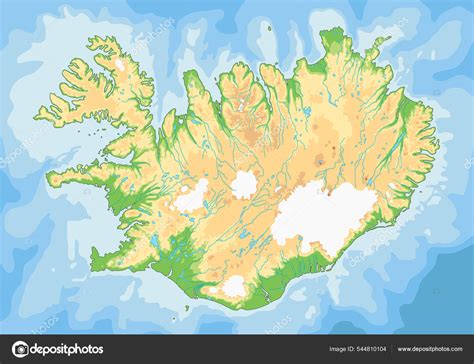 Mapa Físico Islandia Altamente Detallado vector, gráfico vectorial © delpieroo imagen #544810104