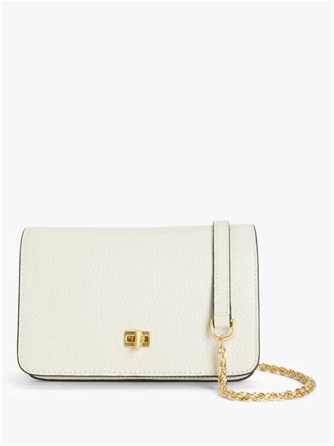 John Lewis Mini Leather Flap Over Cross Body Bag, Off White Pebbled at ...