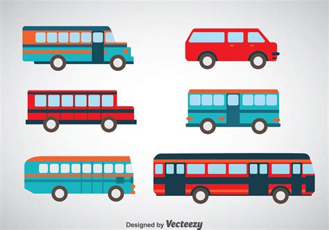 Minibus And Bus Set Vectors 103521 Vector Art at Vecteezy