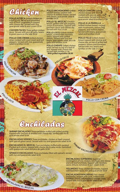 Our Menu – El Mezcal – Authentic Mexican Food