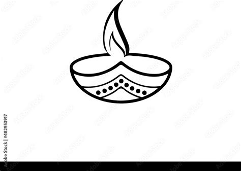 Diya vector for dewali and event decoration black and white Stock ...