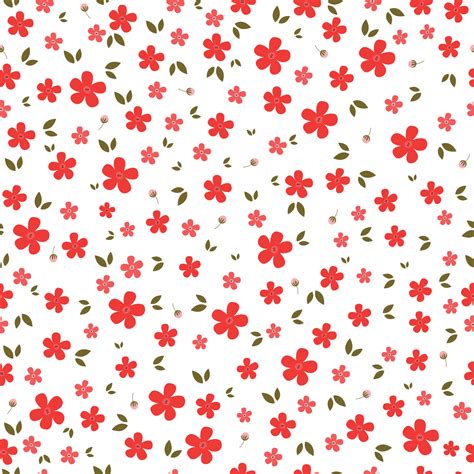 Beautiful Red Flowers And Leaves Background Scattered pattern, seamless vector, random Design ...