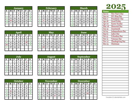 2025 Yearly Calendar Printable One Page Landscape - Helga Lorrin