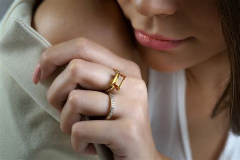 18k Gold Citrine Ring Gold Citrine Solitaire Ring November Birthstone Ring Cocktail Ring ...