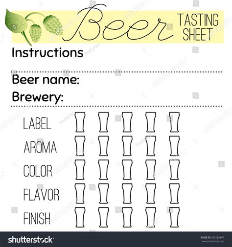 Beer Tasting Sheet Template Tasting Notes Stock Vector (Royalty Free) 659265847