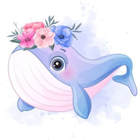 Cute Little Whale With Watercolor Effect - | Premium Vector #Freepik # ...