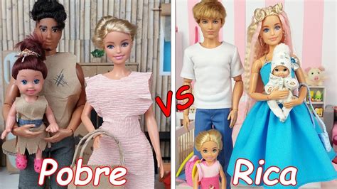 Familia de Muñecas Barbie Pobre Vs Familia de Muñecas Barbei Rica en Sspañol - YouTube