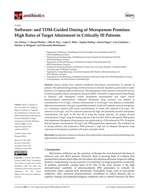 (PDF) Software-and TDM-Guided Dosing of Meropenem Promises High Rates of Target Attainment in ...