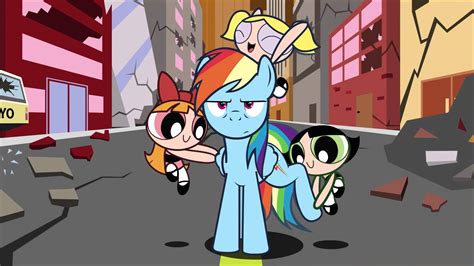 Image - Powerpuff girls meet rainbow dash from my little pony.jpg | Powerpuff Girls Wiki ...