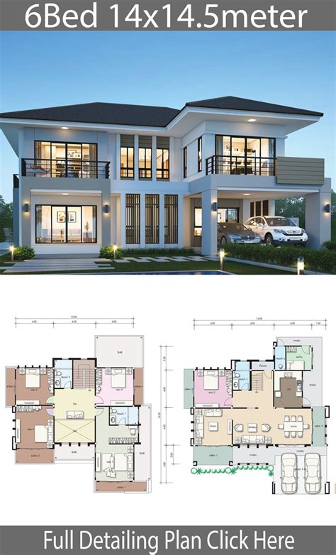 6 Bedroom Modern House Plans 2021 | Beautiful house plans, House front design, Modern style ...