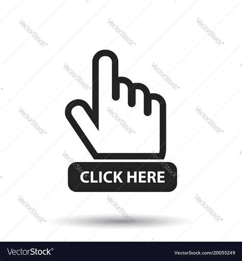 Click here icon hand cursor signs black button Vector Image