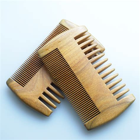 Wood Pocket Beard & Mustache Comb Double Side Fine Wide Tooth Hair Comb Natural Handmade ...