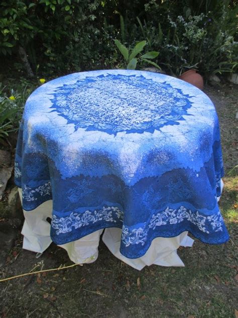 The Blue Round Batik Tablecloth | Etsy | Batik, Table cloth, Blue