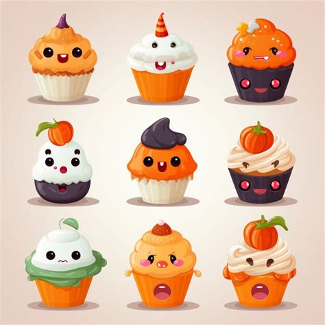 Premium Photo | A close up of a bunch of cupcakes with different faces ...