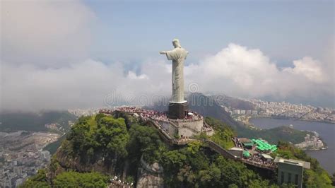 Drone Aerial View of Christ the Redeemer Rio De Janeiro Brazil Stock ...