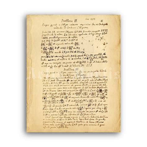 Printable Isaac Newton manuscript, Principia Mathematica print