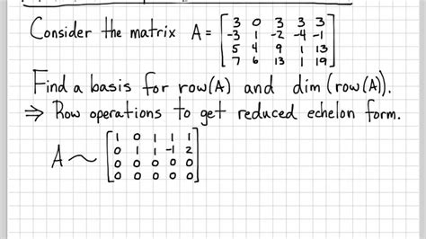 Linear Algebra Example Problems - Matrix Row Space Basis and Dimension ...