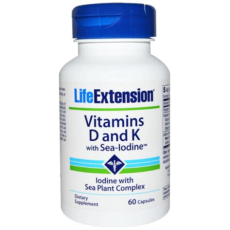 Life Extension, Vitamins D and K, with Sea-Iodine, 60 Capsules - iHerb