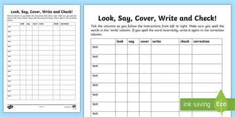 Look Cover Write Check Template – Spelling Resource – KS2