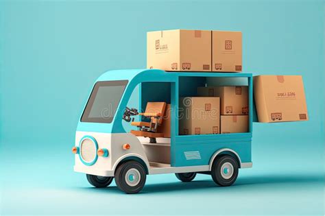 Color Goods Transport Vehicle. Delivery and Logistic Concept. Generative AI Stock Illustration ...