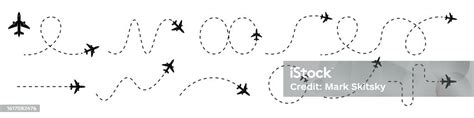 Airplane Path Flight Path Vector Flight Route Stock Illustration - Download Image Now - Flight ...