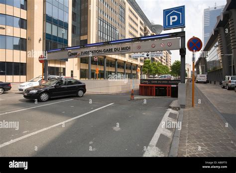 The underground car parking facilities at Gare du Midi Station Brussels ...