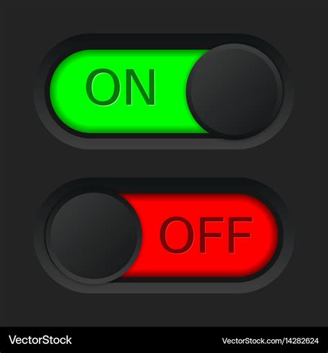 On and off toggle switch button red green Vector Image