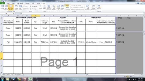 Firearms Acquisition and Disposition Record Excel | FastBound