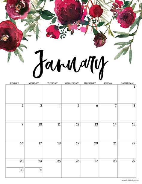 January Decorative Calendar 2022 - May 2022 Calendar