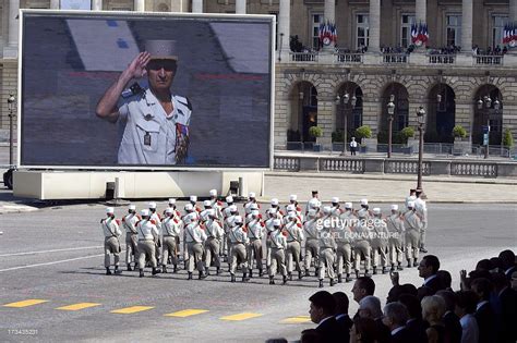 Members of the Foreign Legion parachute regiment march during the ...