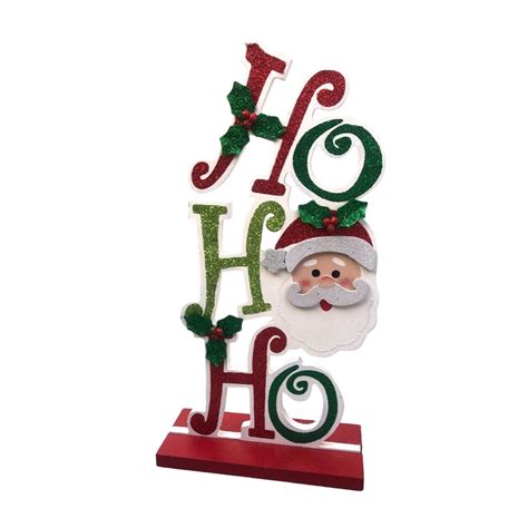 HO HO HO" WOODEN CHRISTMAS TABLETOP CENTERPIECE... - Depop