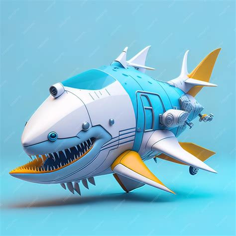 Premium Photo | A blue and yellow shark with a shark nose.