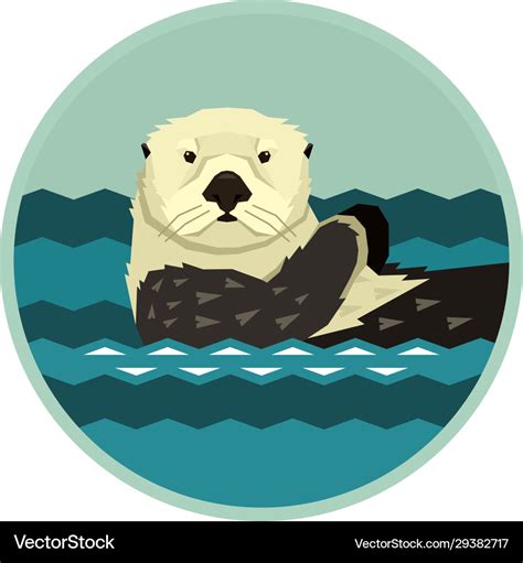 Sea otter floating in water wild animals Vector Image