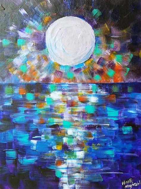 Moon reflection Painting by Noor Moghrabi - Fine Art America