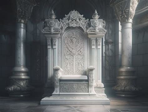 Decorated Empty Throne Hall. White Throne. Stock Image - Image of ...