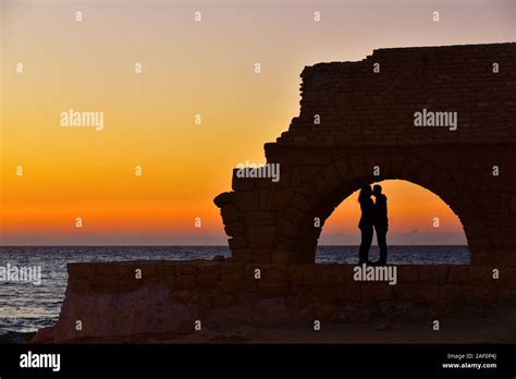 The Roman aqueduct in Caesarea Maritima Stock Photo - Alamy