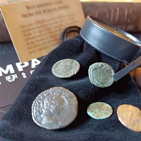 5 Original Roman Coins in Velvet Bag - Atomic Templates