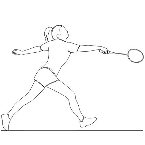 Badminton Player Continuous Line Drawing Vector Line Art 13996994 ...