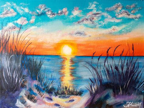 Beach Sunset Seascape Painting - Jovana Lipovac Art