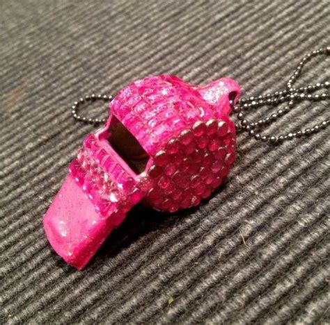 Pink Rhinestone Covered Whistle Necklace by RachelHandmdAccesory